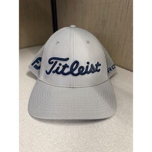 Titleist Mens Gray Mesh Snapback Golf Hat FJ Pro V1 Logo Adjustable Cap